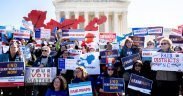 A rally to end gerrymandering outside the Supreme Court on 3/26/19, as the Justices hear a Maryland and North Carolina case on gerrymandering.