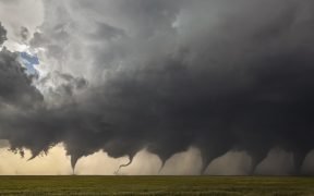 Composite of eight images shot in sequence as a tornado formed in Kansas in 2016