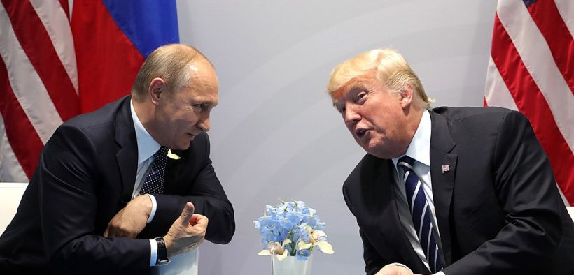 Vladimir Putin and Donald Trump meet at the 2017 G-20 Hamburg Summit