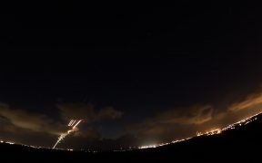 Rockets in the Israeli skyline. (Photo: Israeli Army)