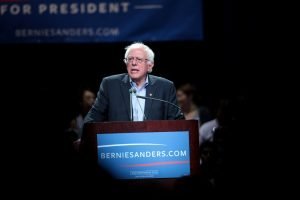 U.S. Senator Bernie Sanders of Vermont speaking at a town meeting at the Phoenix Convention Center in Phoenix, Arizona.