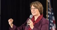 Senator Amy Klobuchar speaking in Minneapolis at a Hillary for MN rally at Plaza Verde. October, 2016 (Photo: Laurie Shaull)