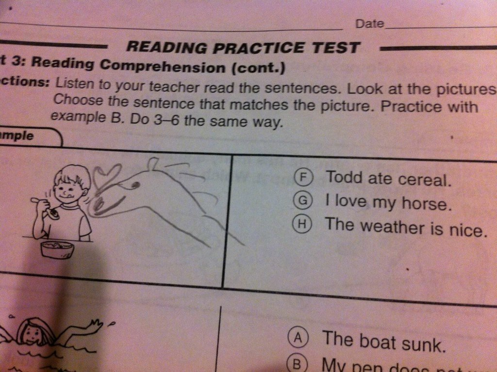 Elementary school standardized test question. (Photo: Tom Woodward)