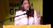 Screenshot of Sunrise Movement live stream of the final stop on the Road to a Green New Deal Tour featuring Bernie Sanders, AOC and many more.