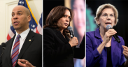 (Photos: Cory Booker by Senate Democrats, Kamala Harris and Elizabeth Warren by Gage Skidmore)