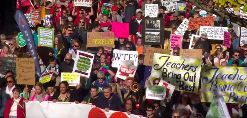Tens of thousands of teachers, principals strike nationwide for more pay, better conditions