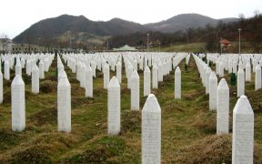 The cemetery at the Srebrenica-Potočari Memorial and Cemetery to Genocide Victims