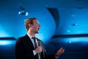 Facebook co-founder Mark Zuckerberg poses a question during the CEO Summit of the Americas in 2015. (Official White House Photo by Pete Souza)