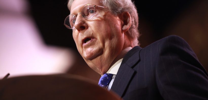 Senator Mitch McConnell of Kentucky speaking at the 2014 Conservative Political Action Conference (CPAC) in National Harbor, Maryland.
