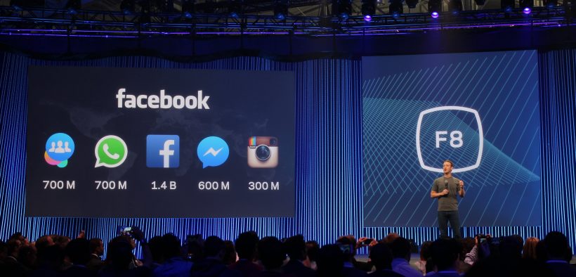 Mark Zuckerberg on stage at Facebook's F8 Developers Conference 2015