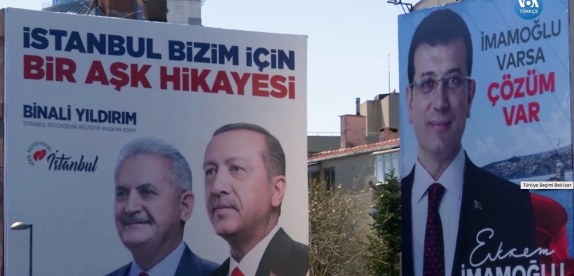 Posters for Binali Yıldırım and Ekrem İmamoğlu