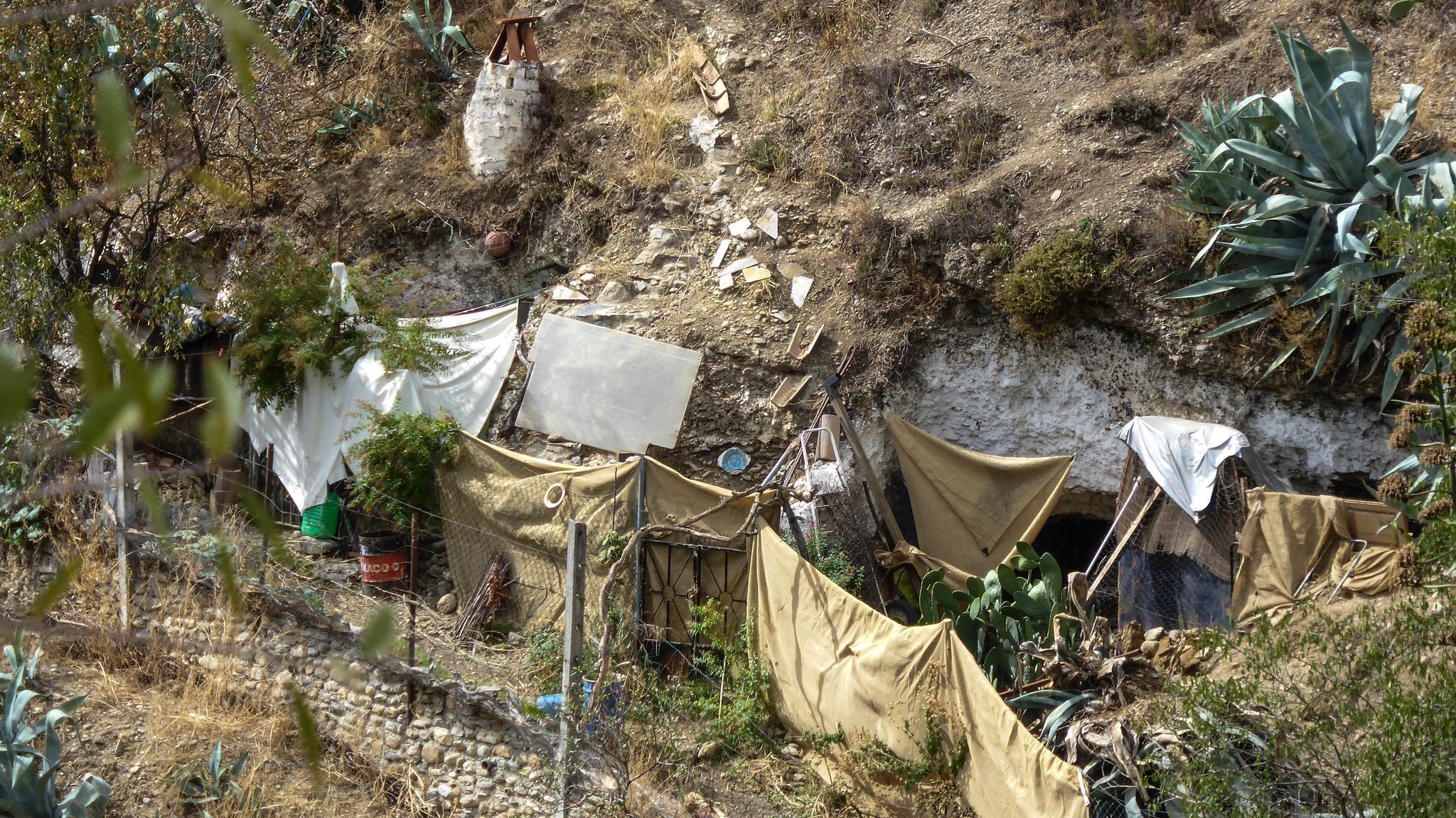 Cave dwellings of the gypsies of the Sacromonte the hill of Valparaíso in Granada, Spain