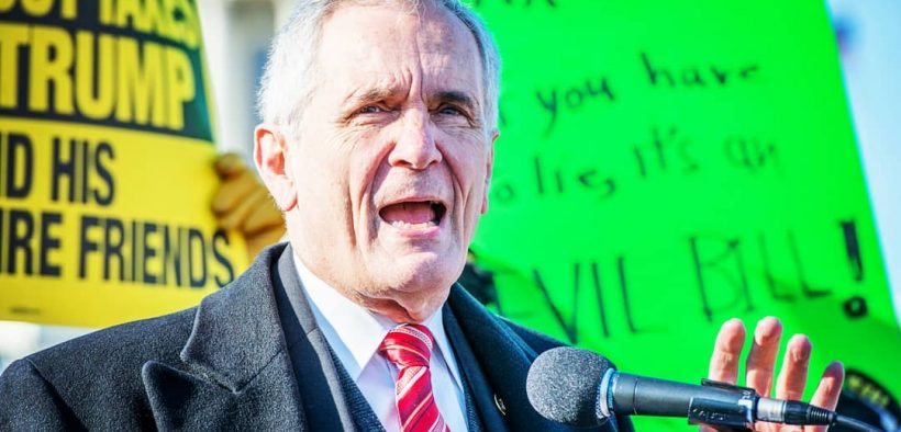 Texas Congressman, Rep. Lloyd Doggett, at the People's Rally Against the GOP Tax Scam at the US Capitol, December 13, 2017