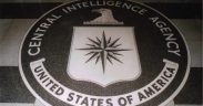 The seal of the U.S. Central Intelligence Agency inlaid in the floor of the main lobby of the Original Headquarters Building.