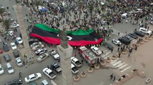 Protests in Tripoli, opposing foreign support of General Haftar. (Photo: YouTube Screenshot)