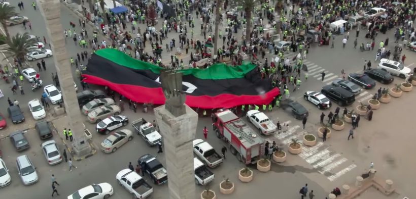 Protests in Tripoli, opposing foreign support of General Haftar. (Photo: YouTube Screenshot)