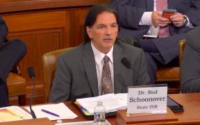 Dr. Rod Schoonover, Office of Geography and Global Affairs, State Department Bureau of Intelligence and Research testifying Wednesday, June 5, 2019 at the House Permanent Select Committee on Intelligence which convened an open hearing about the national security implications of climate change. (Photo: YouTube)
