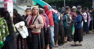San Sebastián, Huehuetenango, Guatemala, residents stand in line to receive medical and dental care May 20, 2019 at a medical readiness training exercise during Beyond the Horizon 2019. Guatemala Ministry of Public Health, U.S. Forces, Florida International University non-governmental organization, Guatemala Ministry of Social Services and Guatemalan forces provided medical, dental and pharmaceutical care to more than 3,700 San Sebastián residents at the Beyond the Horizon 2019 medical readiness training exercise May 20-24, 2019. Beyond the Horizon is an annual exercise designed to build partner nation capacity for civil and military response to major disasters and the relationships built and sustained through this exercise demonstrate the ability of the U.S., and regional partners, to access and execute disaster relief activities throughout Central America. (U.S. Army photo by Sgt. Christina M. Dion)