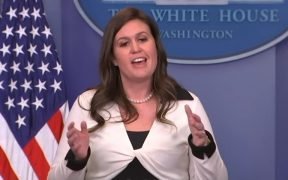 Sarah Sanders demonstrably lied to the public. But sure, let’s have her run for governor of Arkansas and throw her a going-away party. (Photo Credit: Voice of America)