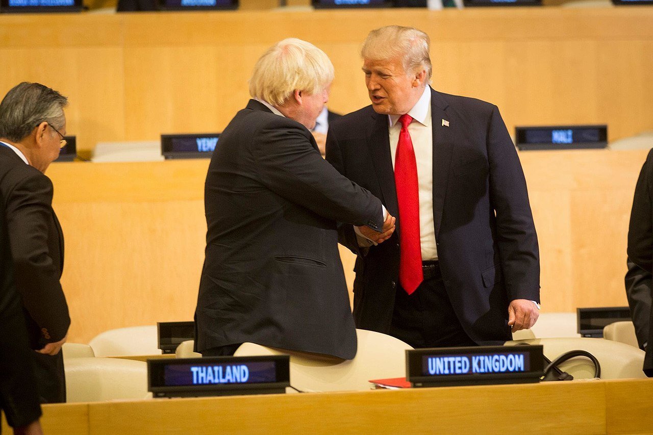 President Donald J. Trump and the British Secretary of State for Foreign and Commonwealth Affairs Boris Johnson at the United Nations General Assembly (Official White House Photo by D. Myles Cullen)