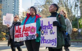 Hands off housing at Tenant Rights Rally - December 2017 Photos by Alex Garland