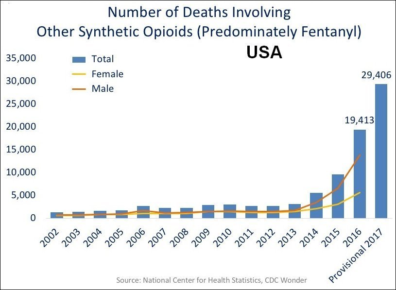 US timeline. Deaths involving other synthetic opioids predominately Fentanyl