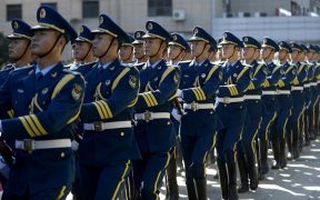 People's Liberation Army Air Force members march during a welcome ceremony in honor of Air Force Chief of Staff Gen. Mark A. Welsh III, hosted by PLAAF Commander Gen. Ma Xiaotian Sept. 25, 2013, in Beijing, China. (Photo: U.S. Air Force, Scott M. Ash)