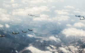 Four U.S. Air Force F-22 "Raptor" fighter aircraft from Kadena Air Base, Japan, fly over the skies of South Korea, in response to recent provocative action by North Korea Feb. 17, 2016. The Raptors were joined by four F-15 Slam Eagles and U.S. Air Force F-16 Fighting Falcons. The F-22 is designed to project air dominance rapidly and at great distances and currently cannot be matched by any known or projected fighter aircraft. (U.S. Air Force photo by Airman 1st Class Dillian Bamman/Released)