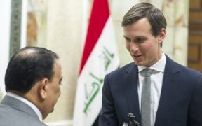 Jared Kushner, Senior Advisor to President Donald J. Trump, receives a gift from Iraqi Minister of Defense Erfan al-Hiyali at the Ministry of Defense in Baghdad, Iraq, April 3, 2017. (DoD Photo by Navy Petty Officer 2nd Class Dominique A. Pineiro)