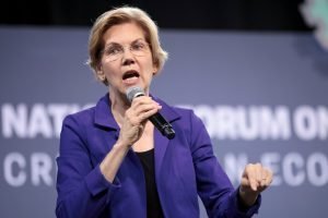 U.S. Senator Elizabeth Warren speaking with attendees at the 2019 National Forum on Wages and Working People hosted by the Center for the American Progress Action Fund and the SEIU at the Enclave in Las Vegas, Nevada.