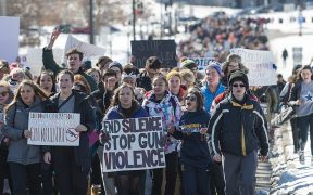 St. Paul, Minnesota March 7, 2018 Around 4000 high school students walked out of school and marched to the Minnesota capitol to demand that legislators make changes to gun control laws. 2018-03-07. (Photo: Fibonacci Blue)