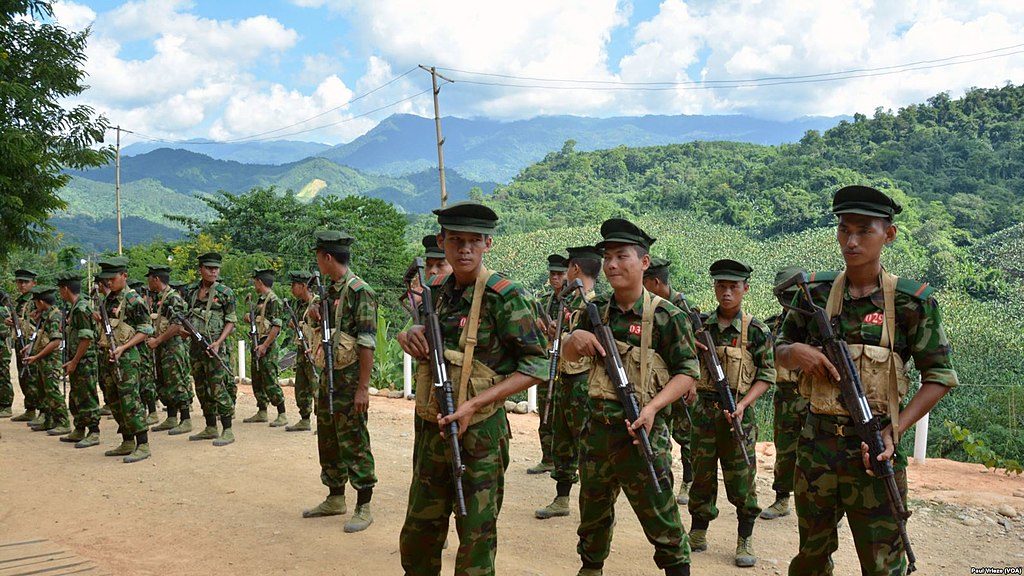 Cadets from the Kachin Independence Army (KIA) preparing for military drills at the group's headquarters in Laiza, Kachin State, Myanmar
