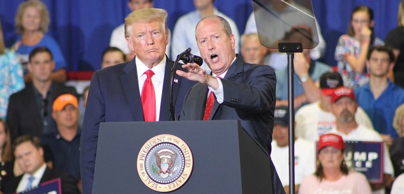President Donald Trump and Dan Bishop at the Keep America Great rally in Fayetteville, NC on 9/9/2019 Date