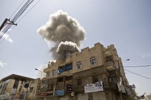 Aerial bombardments on Sana'a, Yemen from Saudi Arabia, 2016. (Photo: Fahd Sadi)