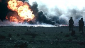 Burning oilfield during Operation Desert Storm, Kuwait