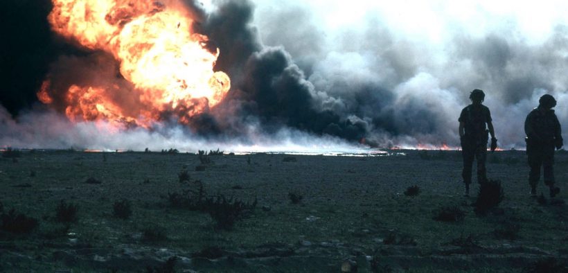 Burning oilfield during Operation Desert Storm, Kuwait