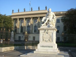 Statue of Alexander von Humboldt in front of the Humboldt University in Berlin, Germany