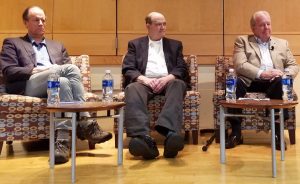 From left, NSA whistleblowers Thomas Drake, William Binney and Kirk Wiebe, who all alleged retaliation from the governme