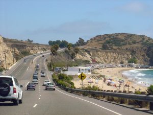 California State Route 1—Pacific Coast Highway — south-bound near Laguna Beach, in Orange County, Southern California.