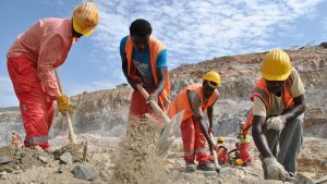 Ethiopian men working on the Renaissance Dam Project in 2014.