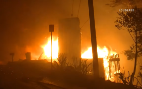 The Getty Fire burning a home in the Los Angeles hills. (Photo: YouTube)