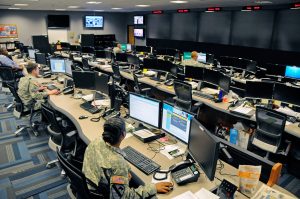 The Cyber Operations Center at Fort Gordon, Ga., is home to signal and military intelligence noncommissioned officers, who watch for and respond to network attacks from adversaries as varied as nation-states, terrorists and "hacktivists." The center was sanitized of classified information for this photo