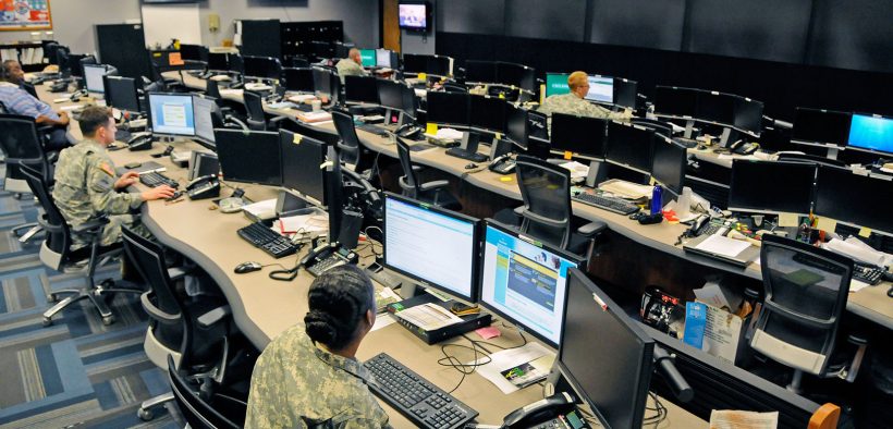 The Cyber Operations Center at Fort Gordon, Ga., is home to signal and military intelligence noncommissioned officers, who watch for and respond to network attacks from adversaries as varied as nation-states, terrorists and "hacktivists." The center was sanitized of classified information for this photo