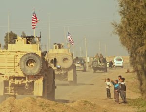 A convoy of U.S. soldiers in Syria during the Syrian War, December 2018.