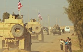 A convoy of U.S. soldiers in Syria during the Syrian War, December, 2018.