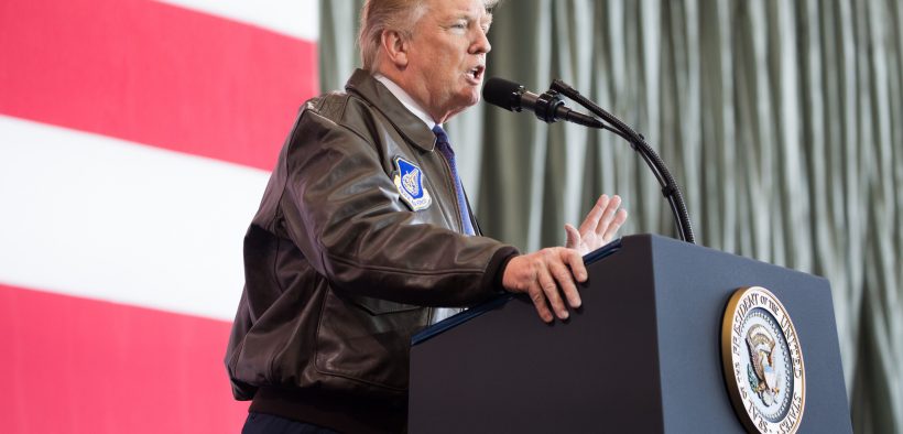 President Donald J. Trump delivers remarks at Yokota Air Base, November 5, 2017. The president signed an executive order on May 9, 2018 to enable military spouses to find work more easily in the private and federal sectors.