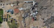 Aerial photo of the West, Texas fertilizer plant explosion site taken several days after blast: April 22, 2013.