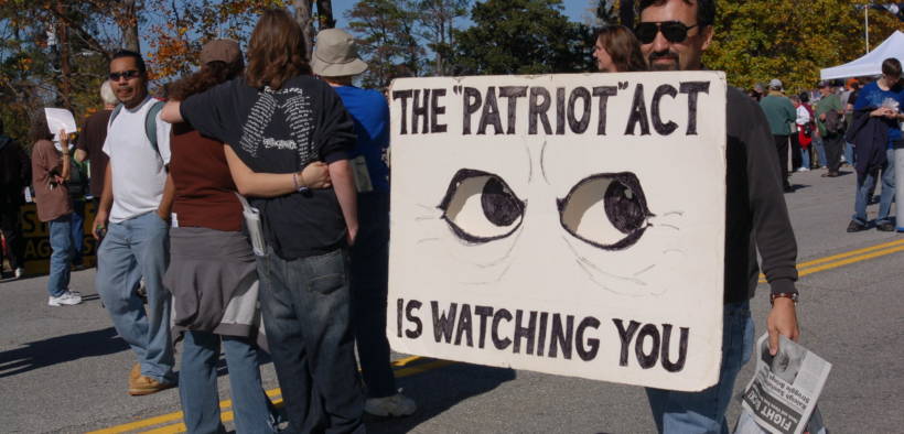 A protest of the Patriot Act and the Defense Department's School of the Americas in 2006.
