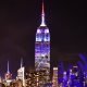 The Empire State building is lit up red, white and blue for election day in November 2016.