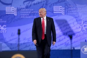 President of the United States Donald Trump speaking at the 2017 Conservative Political Action Conference (CPAC) in National Harbor, Maryland.